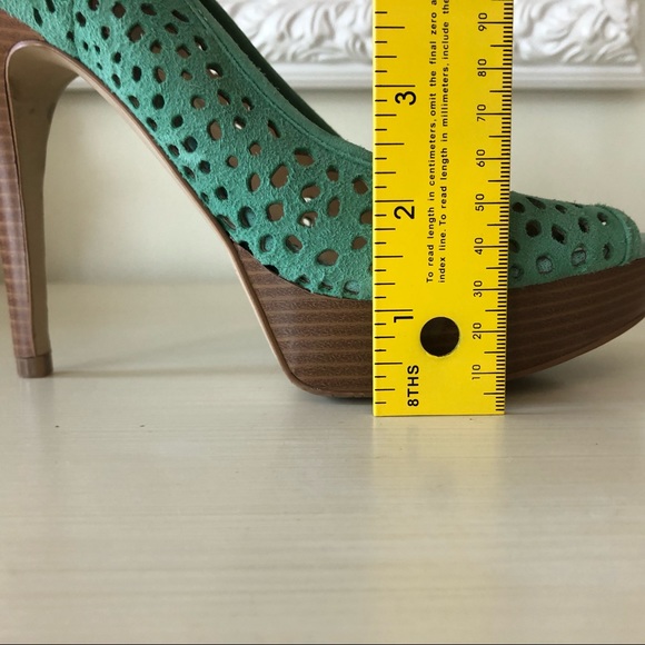 Enzo Angeliolini Turquoise Peep-Toe Heels - Picture 8 of 9